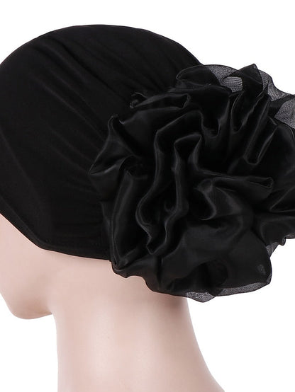1pcs Women Floral Solid Hat Flower Stretchy Turban Bonnet Ladies Bandanas African Head Wrap for Women