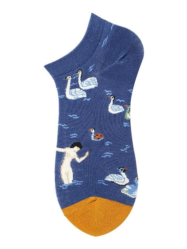Anckle Socks Low Cut Socks Outdoor Office Work Animal Patterned Spandex Nylon Cotton Basic Casual Classic 1 Pair for Women