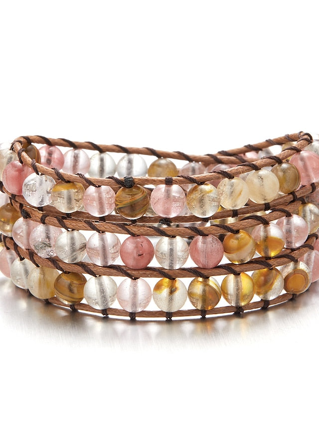 1 PC Multi-layer woven bracelet Vintage Theme Fashion Luxury Imitation Stone Bracelet for Women