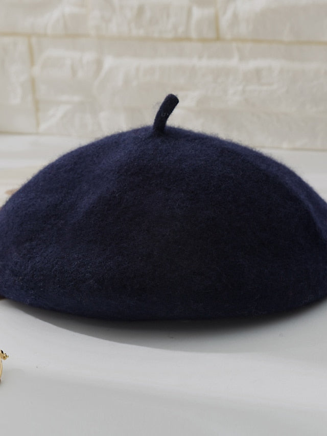 Hat Beret Hat Black Pink Wine Outdoor Street Dailywear Fleece Pure Color Warm Breathable for Women