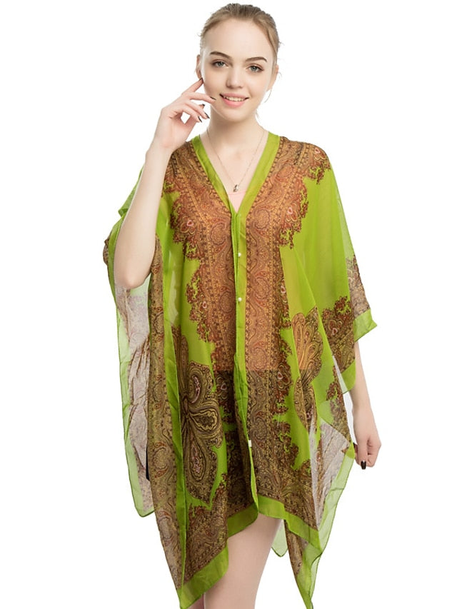 Satin Scarves Shawl Daily Holiday Chiffon Vacation Casual Bohemia Sunscreen Outdoor 1 PC for Women