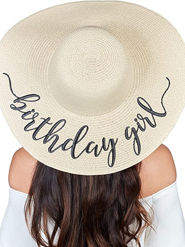 1 pcs Embroidered Straw Sun Hat Bridal Shower Gift Bachelorette Honeymoon Natural straw hats for Women