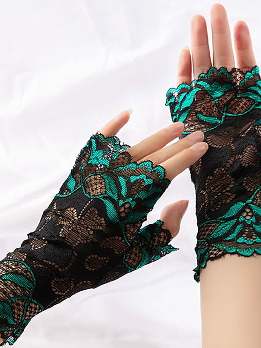 Fingerless Gloves Party / Evening Daily Flower / Plants Lace Lolita Cute 1 Pair for Women