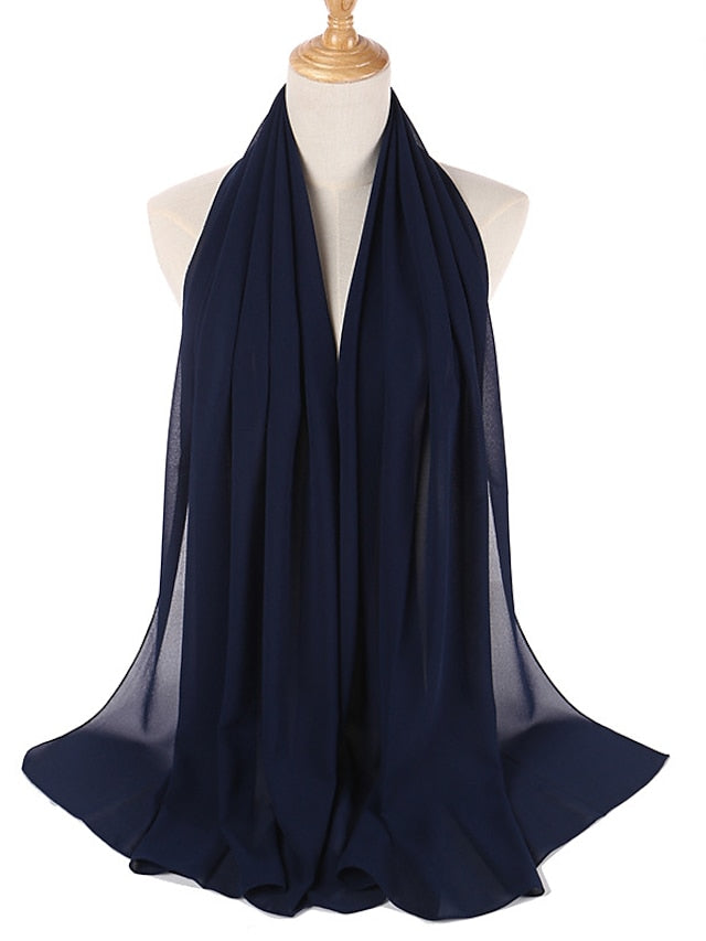 Muslim Hijab Turban Home Party / Evening Daily Solid / Plain Color Polyester Lace Casual Casual / Daily 1 pcs for Women
