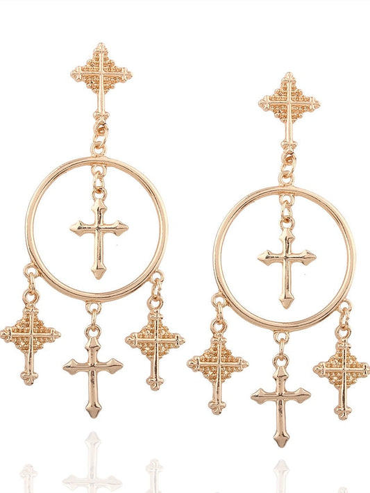 1 Pair Drop Earrings For Street Date Alloy Classic Cross for Women
