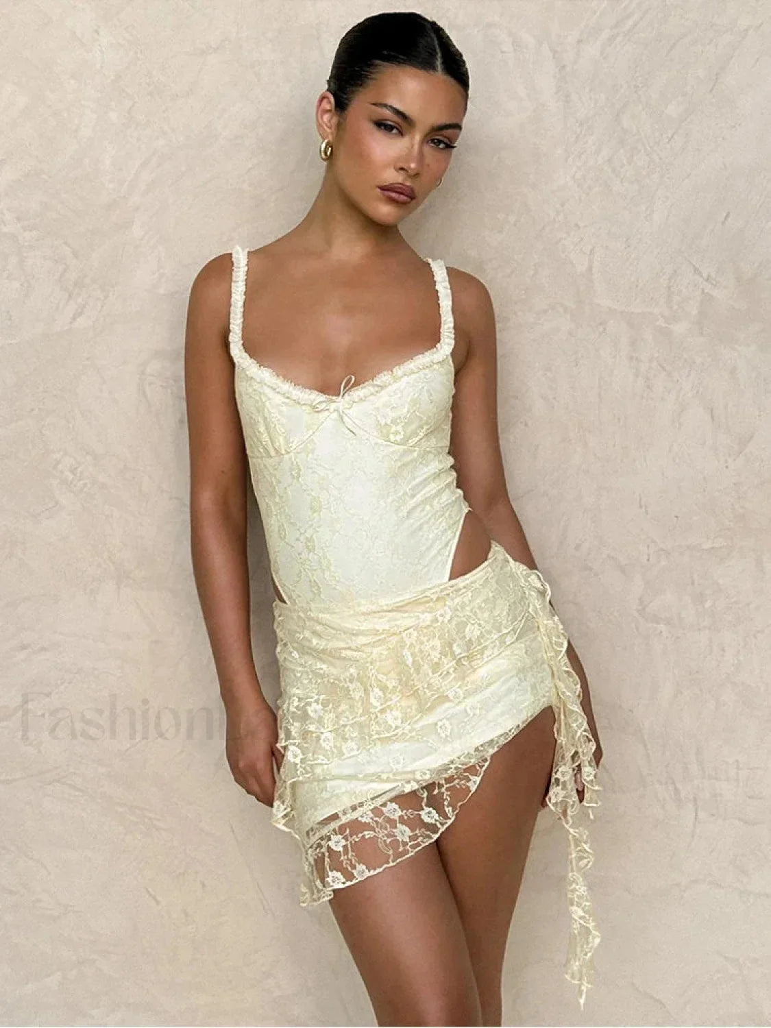 Jacquard Low-Cut Mini Dress