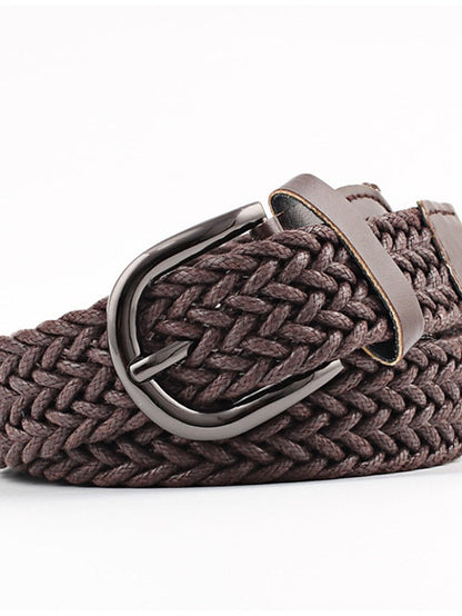 Men's Web Belt Polyester Cotton Prong Buckle D-ring Casual Classic Party Daily Black Gray Red Brown for Women