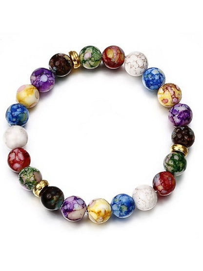 hot selling  natural volcanic stone colorful seven chakra bracelet agate stone beads bracelet for Women