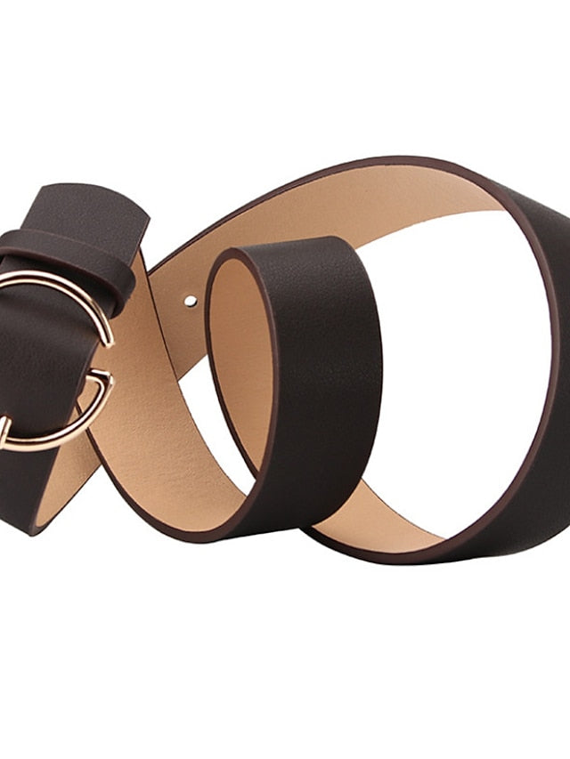 Unisex PU Buckle Belt PU Leather Prong Buckle Plain Casual Classic Party Daily Green Black Brown Navy Blue for Women