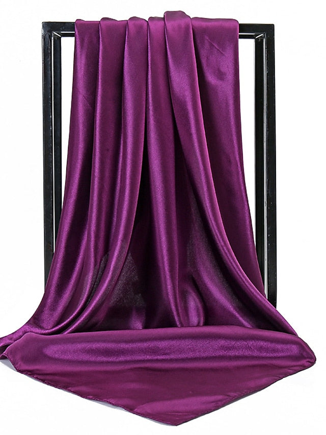 1pcs 90*90cm Solid Colors Neckerchief Hijab Scarf For Women Silk Satin Headband Hair Scarves Female Square Shawls Head Scarfs For Ladies for Women