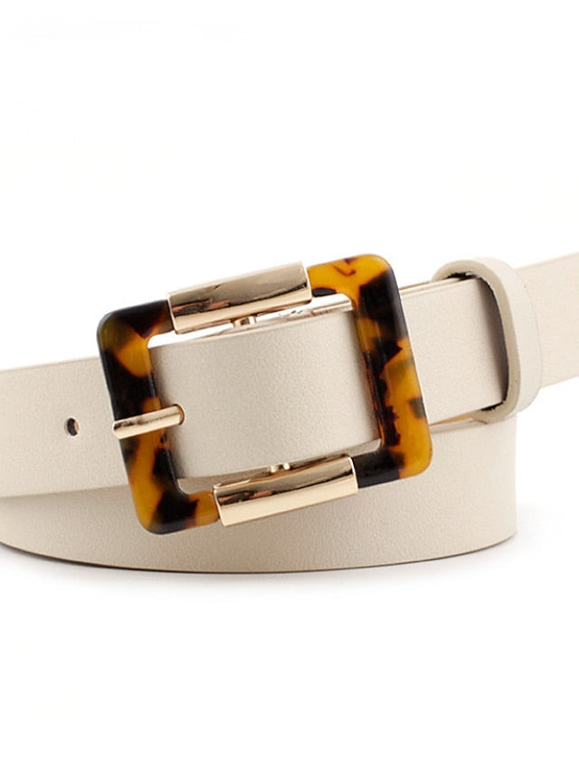 Unisex PU Buckle Belt PU Leather Prong Buckle Leopard Casual Classic Party Daily Black Brown Beige for Women