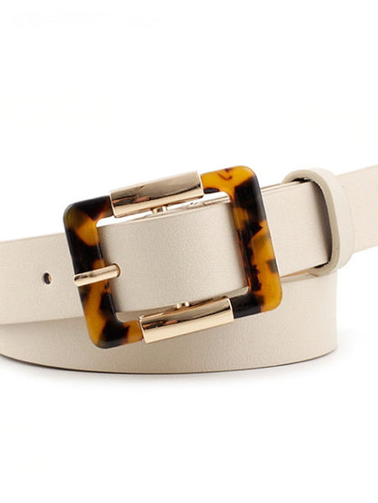Unisex PU Buckle Belt PU Leather Prong Buckle Leopard Casual Classic Party Daily Black Brown Beige for Women