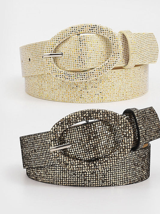 Belt Leather Silver Light Yellow Fuchsia Gold Waist Belt Daily Pure Color for Women