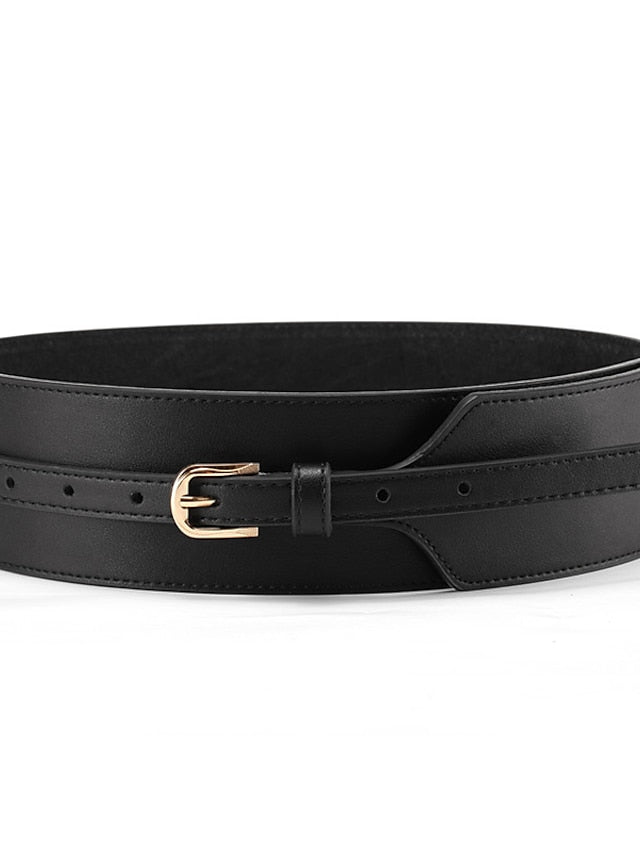 Wide Belt Party Wedding Street Daily Black Red Belt Pure Color Brown Fall Winter Spring Summer for Women