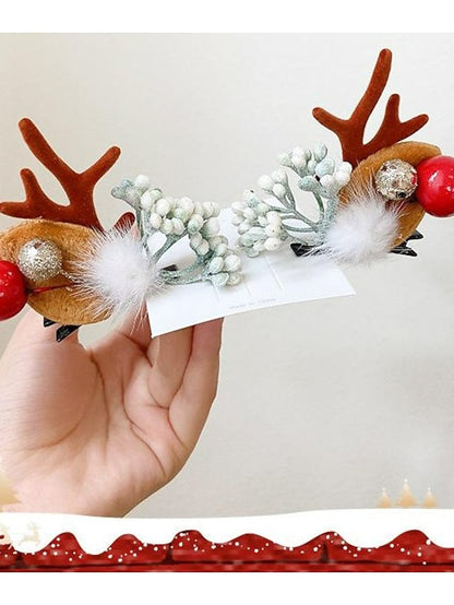 1PC Girls' Hair Clip For Christmas Fabric 9970H White Hair Brown Antler Hair Clip 9970N Red Sequin Green Bow Hair Clip 9970Z Snowflake Bow Antler Hair Clip for Women