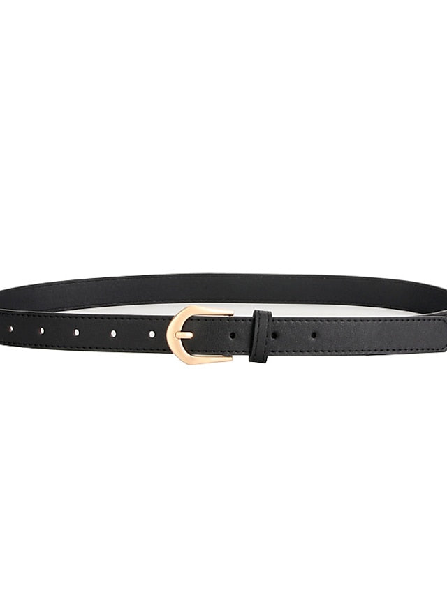 Unisex PU Buckle Belt PU Leather Prong Buckle Plain Casual Classic Party Work Black Blue Brown Coffee for Women