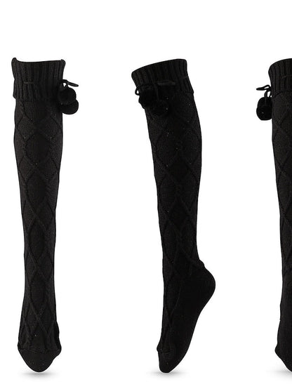 Knee High Socks Home Daily Holiday Solid Color Polyester Spandex Basic Classic Warm Cute 1 Pair for Women