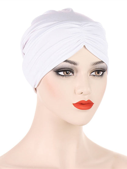 Bohemian Hijab Caps Women Stretchy Hijab Scarf Solid Colors Muslim Hijab Headscarf Turban Hat Muslim Scarf Crinkle Hijab New for Women