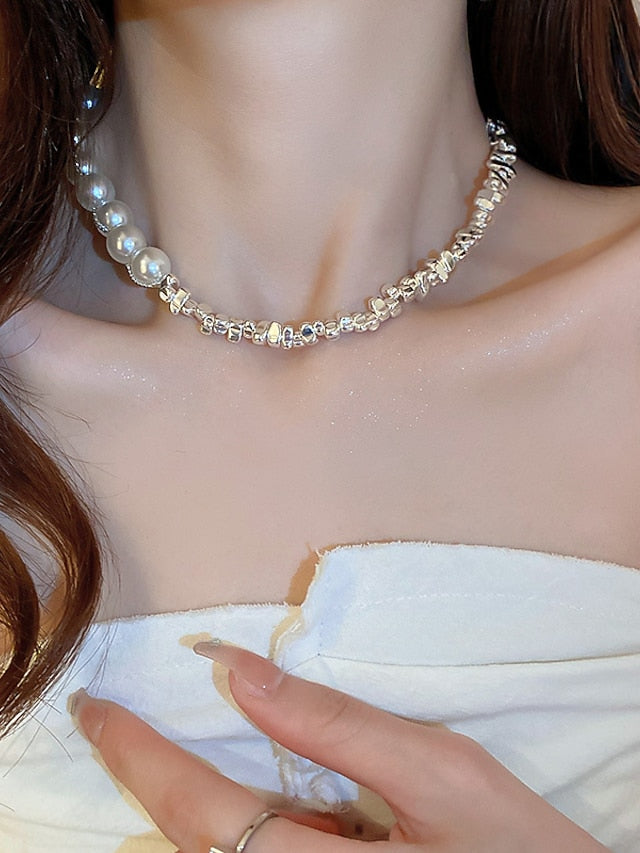 1PC Necklace For Pearl Necklace for Women 18k Gold Filled Dainty Freshwater Pearl Necklace Handmade Simple Pearl Necklaces Everyday Jewelry Gifts for Women