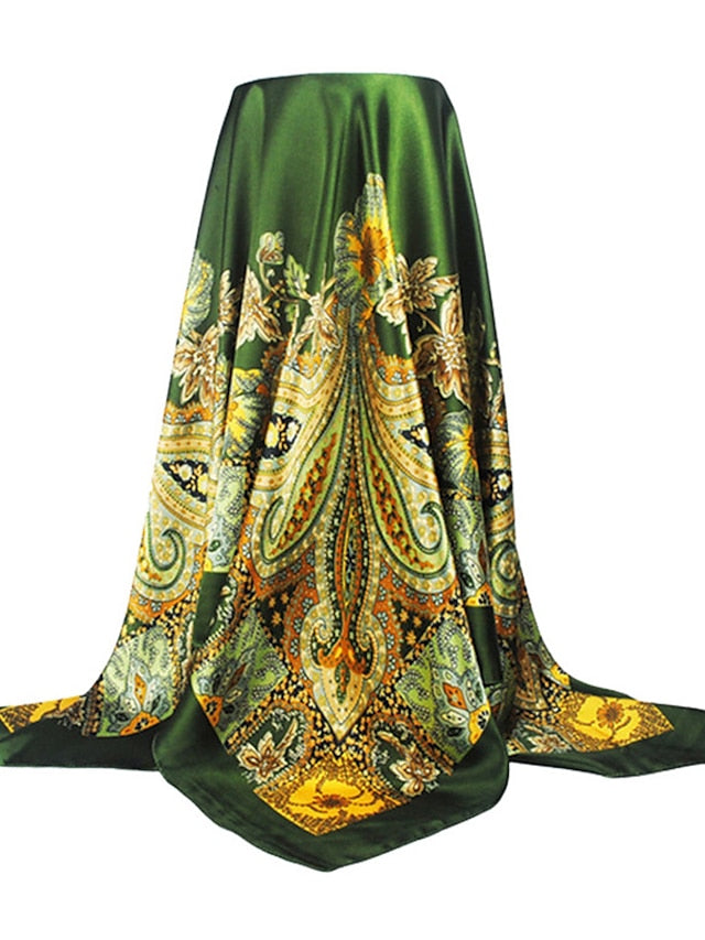 New Fashion Women Silk Scarf Square Holiday Print Head Scarfs Female Satin Hijab Scarves Shawl Wrap Lady Headband Foulard for Women