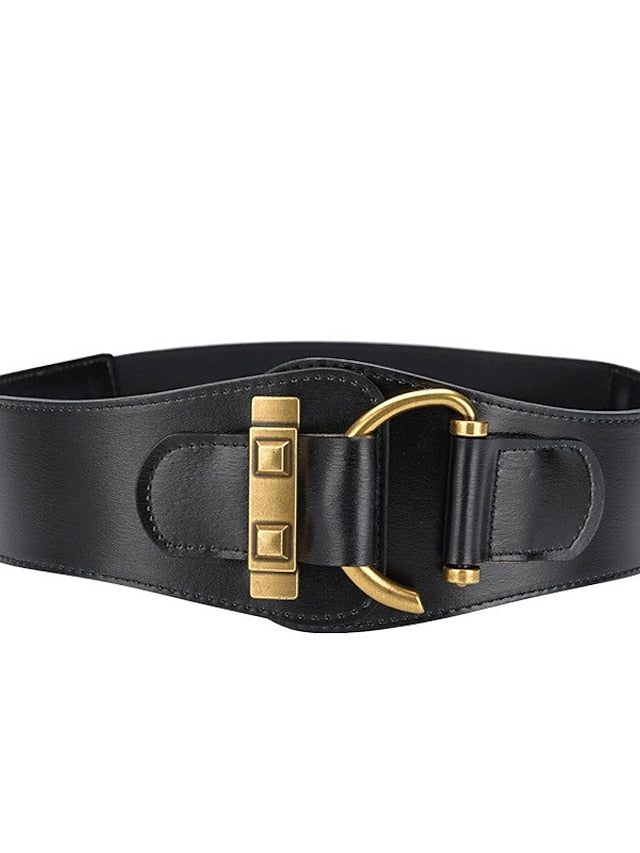 Belt Faux Leather Black Pink Light Brown Khaki Red Wide Belt Outdoor Street Dailywear Holiday Pure Color / Spring / Summer / Fall / Winter for Women