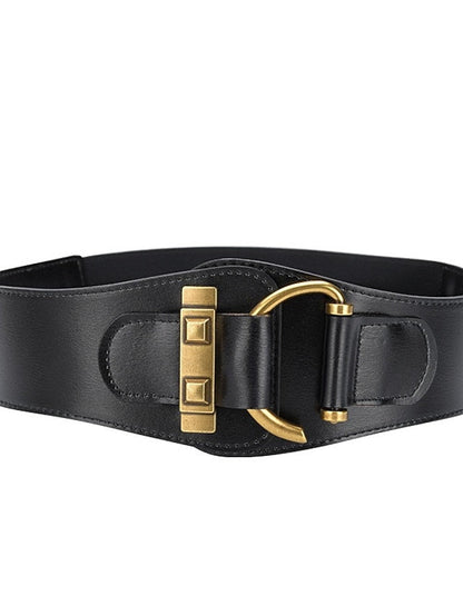 Belt Faux Leather Black Pink Light Brown Khaki Red Wide Belt Outdoor Street Dailywear Holiday Pure Color / Spring / Summer / Fall / Winter for Women