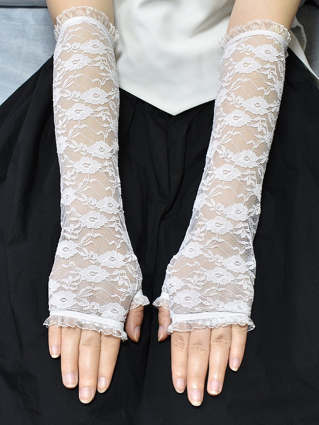 Fingerless Gloves Party / Evening Daily Flower / Plants Lace Sexy Lolita Wedding Casual / Daily 1 Pair for Women