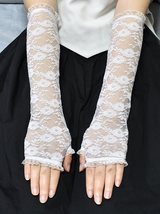 Fingerless Gloves Party / Evening Daily Flower / Plants Lace Sexy Lolita Wedding Casual / Daily 1 Pair for Women