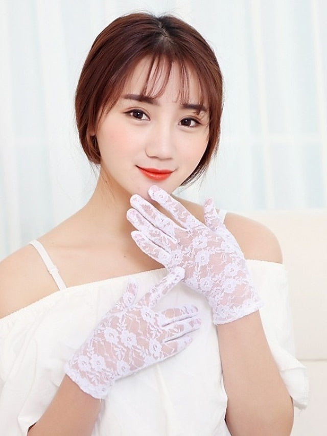 Lace Gloves Wedding Party Evening Holiday Polyester Vacation Bridal Gloves Lolita 1 Pair for Women