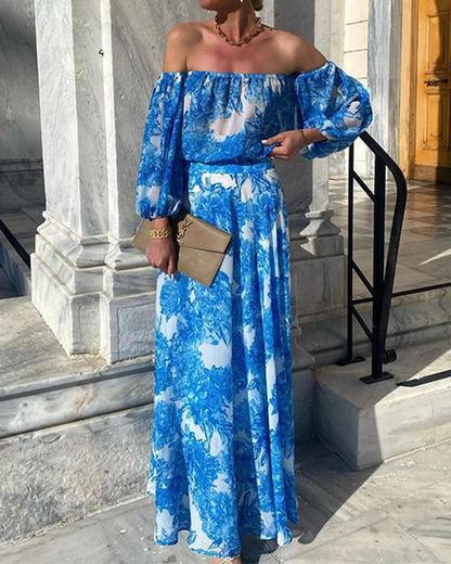 Printed One-Shoulder Beach Dress Bohemian Dress