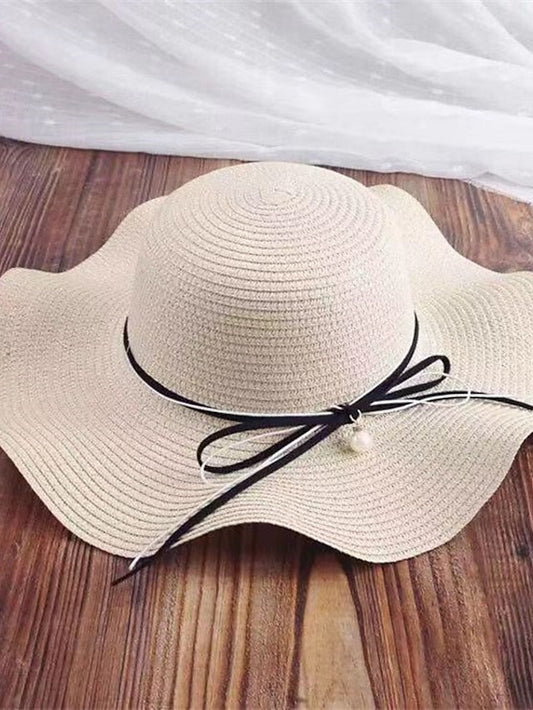 Beige Color New Simple Foldable Wide Brim Floppy Girls Straw Hat Sun Hat Beach Women Summer Hat UV Protect Travel Cap Lady Cap Female for Women