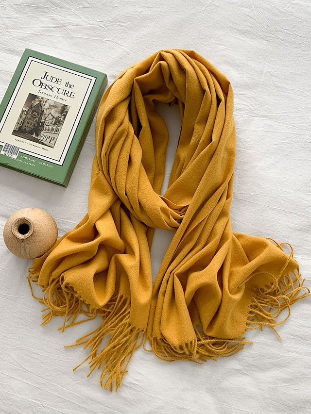 Shawls & Wraps Party Black Scarf Pure Color / Basic / Green / Khaki / Fall / Winter for Women