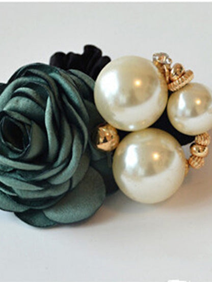 1pc Hair Ties Scrunchie For Street Daily Holiday Handmade Pearl Fabric Light Pink Light Purple Green for Women