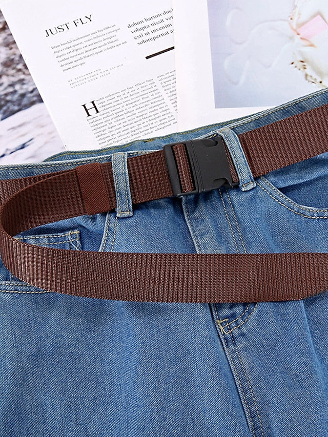 Men's Web Belt Canvas Plastic Buckle Plain Classic Casual Work Daily Black Blue Green Coffee for Women