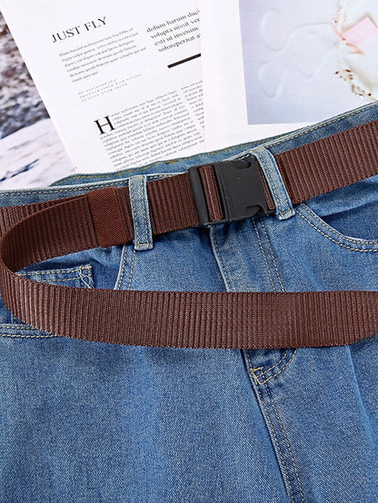 Men's Web Belt Canvas Plastic Buckle Plain Classic Casual Work Daily Black Blue Green Coffee for Women