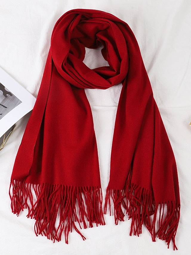 Shawls & Wraps Party Black Scarf Pure Color / Basic / Red / Fall / Winter / Polyester for Women