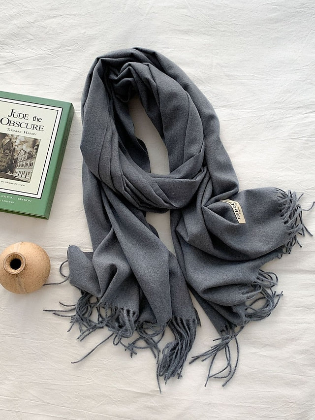 Shawls & Wraps Party Black Scarf Pure Color / Basic / Green / Khaki / Fall / Winter for Women