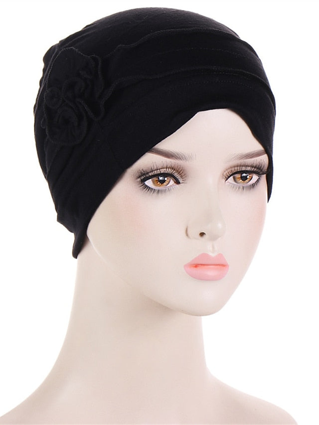Women Turban Hat African Turban Covers Vintage Plain Head Wraps Soft Beanie Hat Headwear for Female for Women