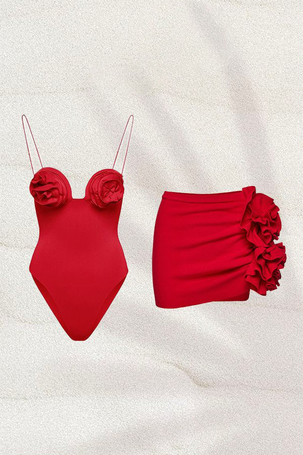Conjunto de baño de dos piezas con estampado floral y tiras Joyce