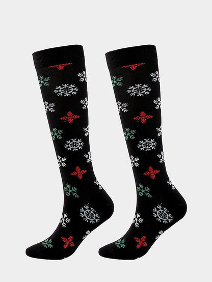 Unisex Knee High Socks Christmas Gift Cycling / Bike Multi Color Spandex Nylon Sporty Casual Classic Warm Cute Sports 1 Pair for Women