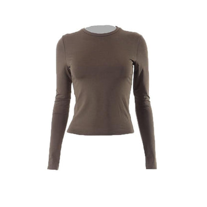 Crewneck solid long sleeve top