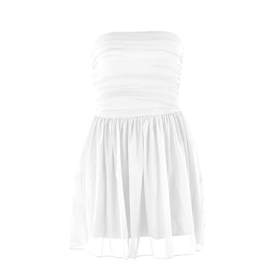Ruched backless glitter mesh tube mini dress  | Festival Outfits Women