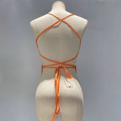 Deep V neck glitter cross back self tie cami top  | Festival Outfits Women