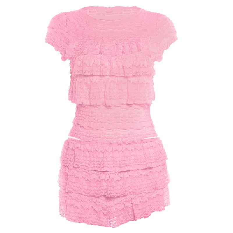 Crewneck cap sleeve textured ruched solid mini skirt set  | Festival Outfits Women