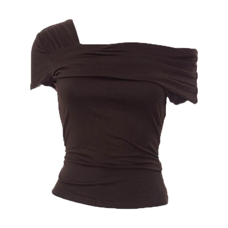 Ruched off shoulder solid irregular top  | Festival Outfits Women
