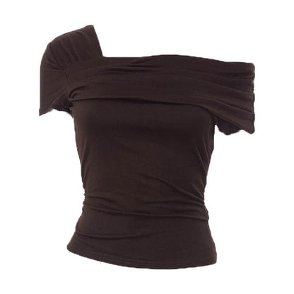 Ruched off shoulder solid irregular top  | Festival Outfits Women
