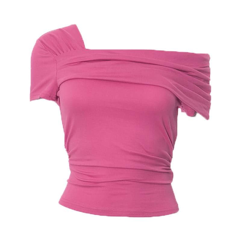 Ruched off shoulder solid irregular top  | Festival Outfits Women