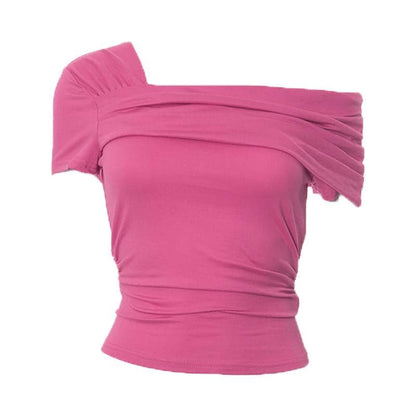 Ruched off shoulder solid irregular top  | Festival Outfits Women