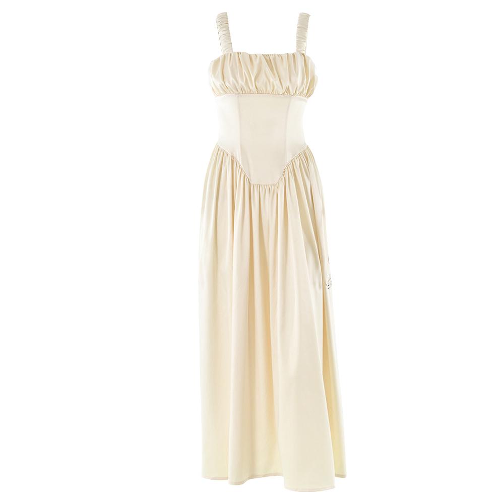 Ruched corset zip-up satin cami maxi dress  | Festival Outfits Women