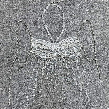 Halter metal chain beaded tassels cami top  | Festival Outfits Women